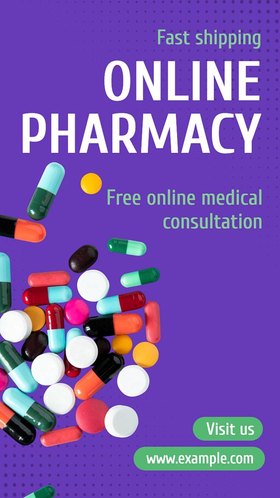 Online pharmacy  Instagram story template, editable text