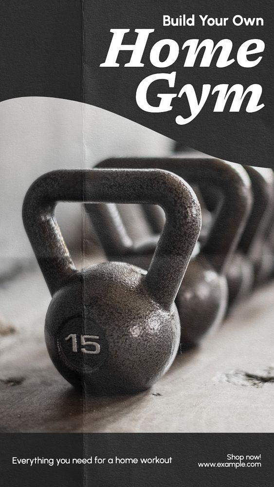 Home gym  Instagram story template, editable text