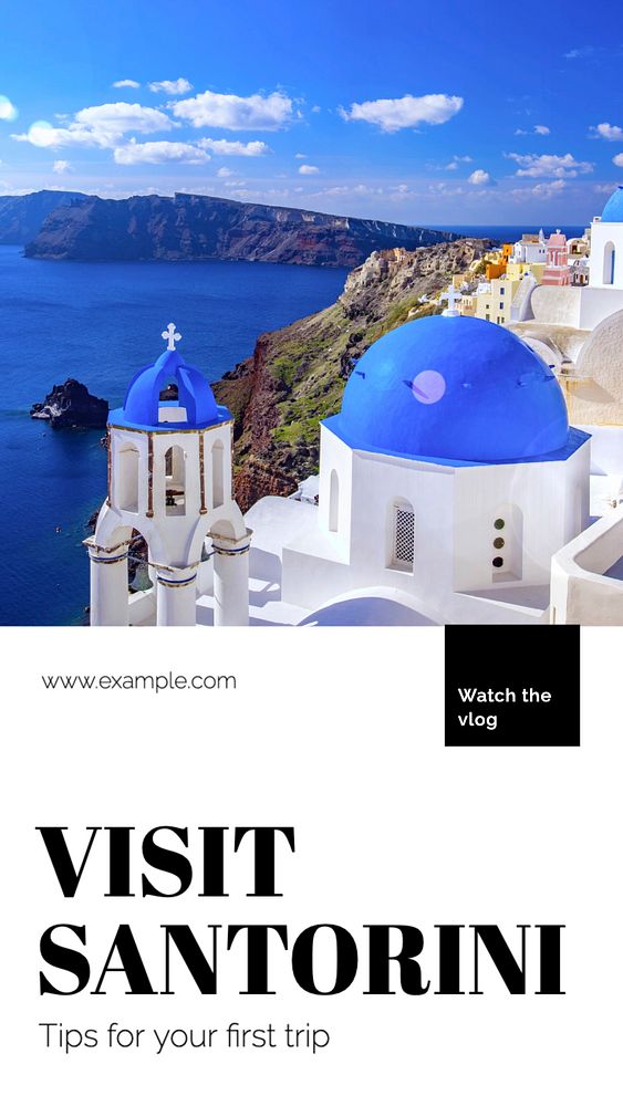 Visit Santorini  Instagram story template, editable text