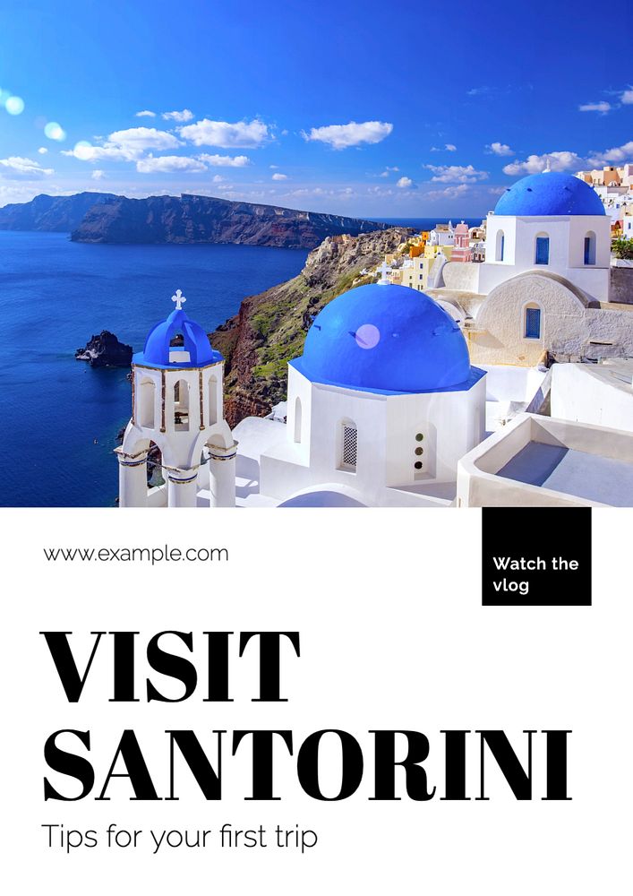 Visit Santorini  poster template, editable text and design