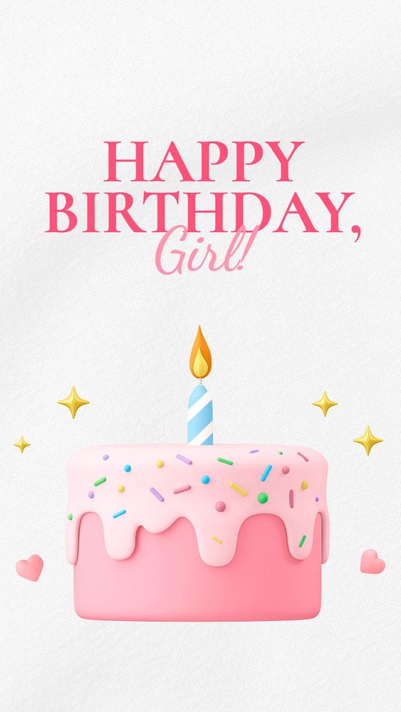 Birthday girl  Instagram story template, editable text