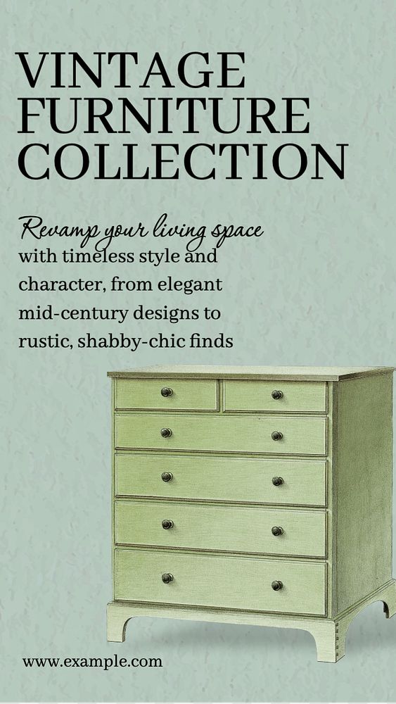 Vintage furniture collection   Instagram story template, editable text