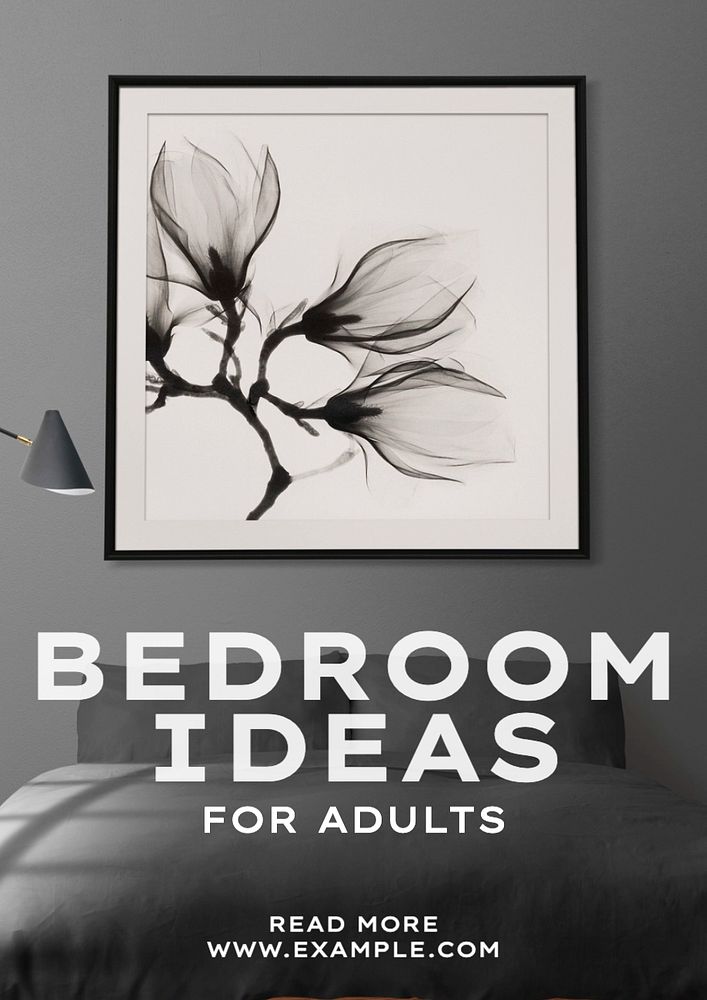 Bedroom ideas poster template, editable text and design