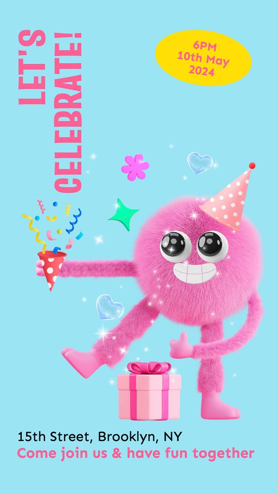 Let's celebrate!  Instagram story template, editable text