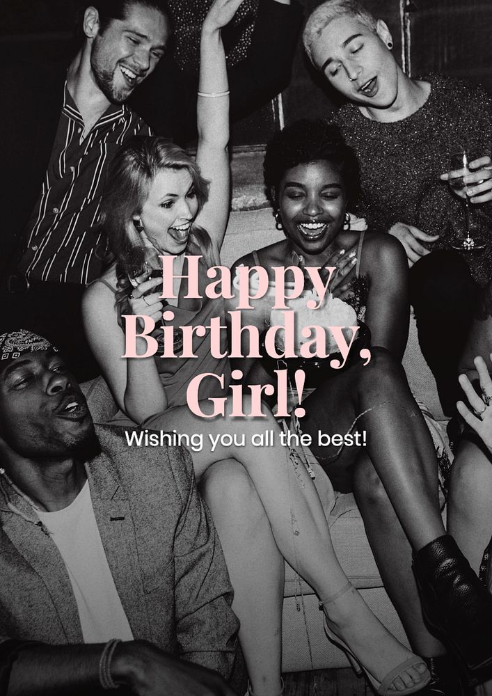 Birthday girl  poster template, editable text and design