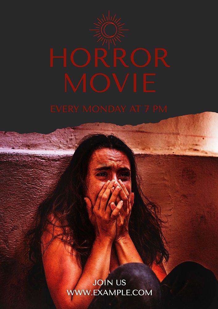 Horror movie class poster template, editable text and design