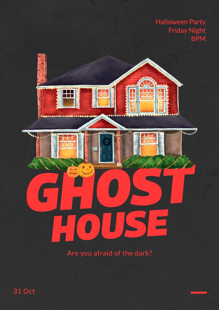 Ghost house poster template, editable text and design