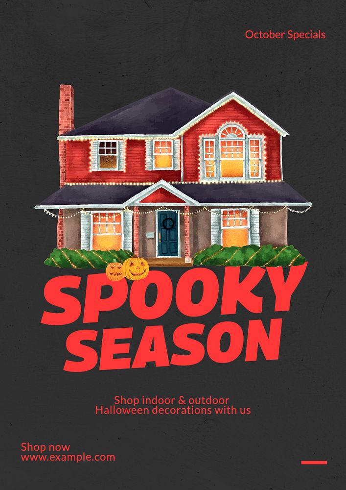 Spooky decor poster template, editable text and design