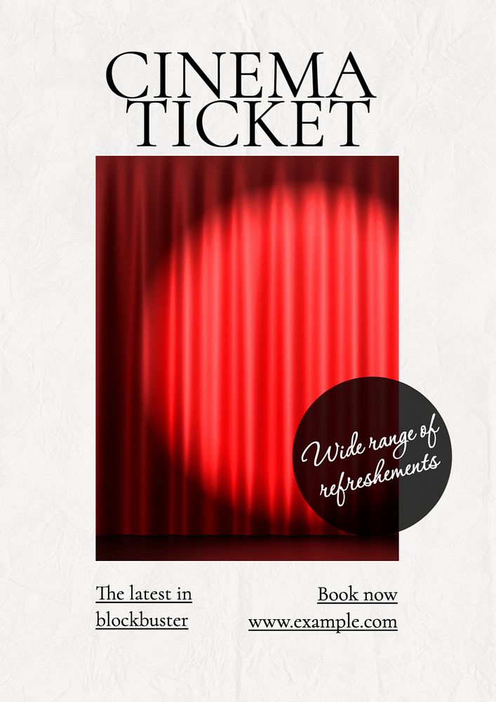 Cinema ticket poster template, editable text and design