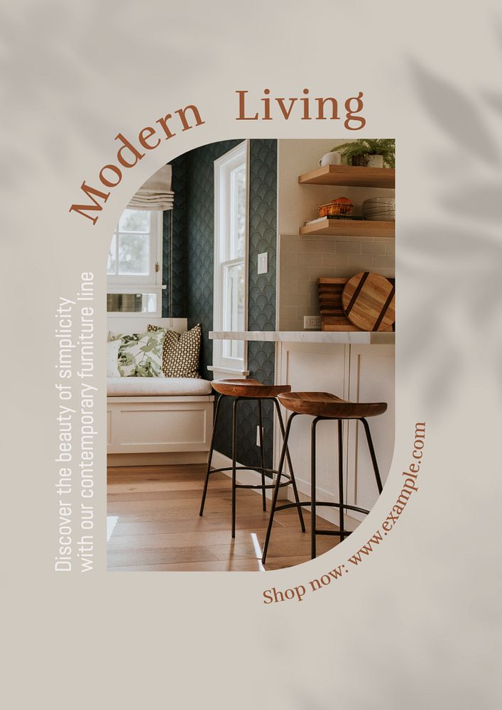 Modern living poster template, editable text and design