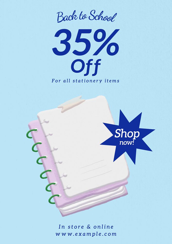 Stationery sale poster template, editable text and design