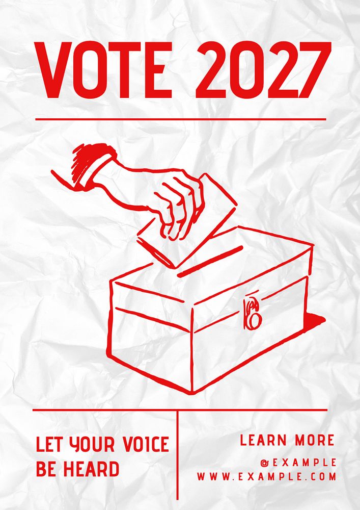 Vote poster template, editable text and design