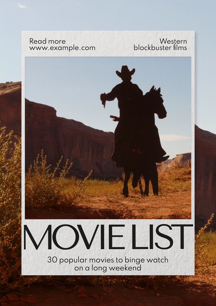 Movie list poster template, editable text and design