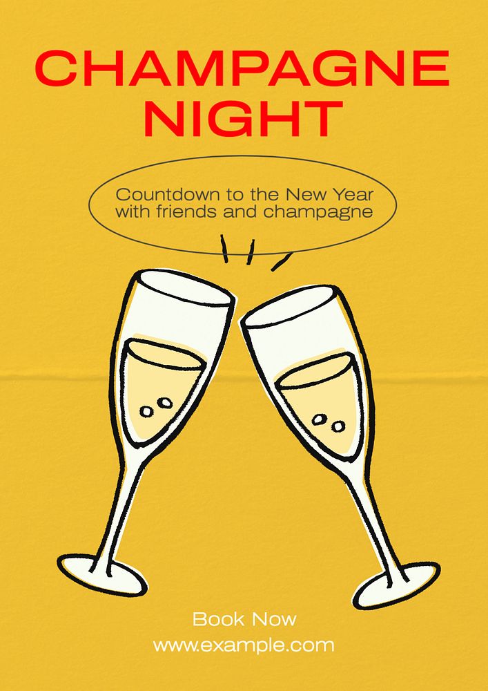 Champagne night  poster template, editable text and design