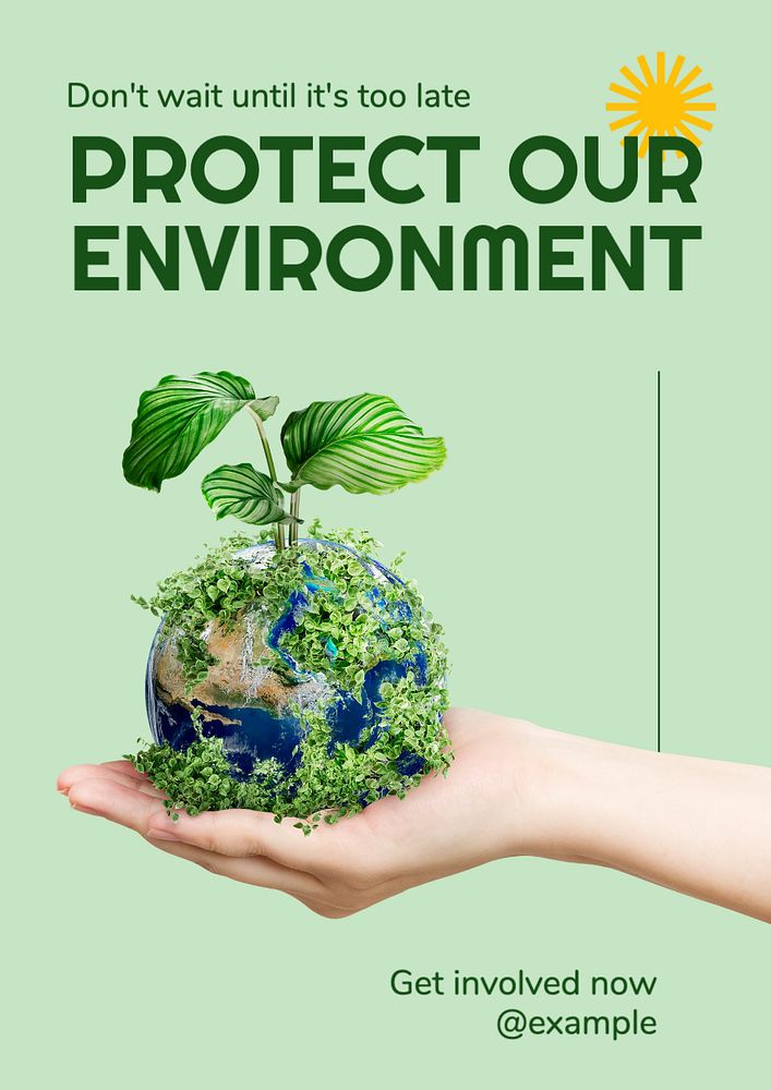 Protect our environment  poster template, editable text and design