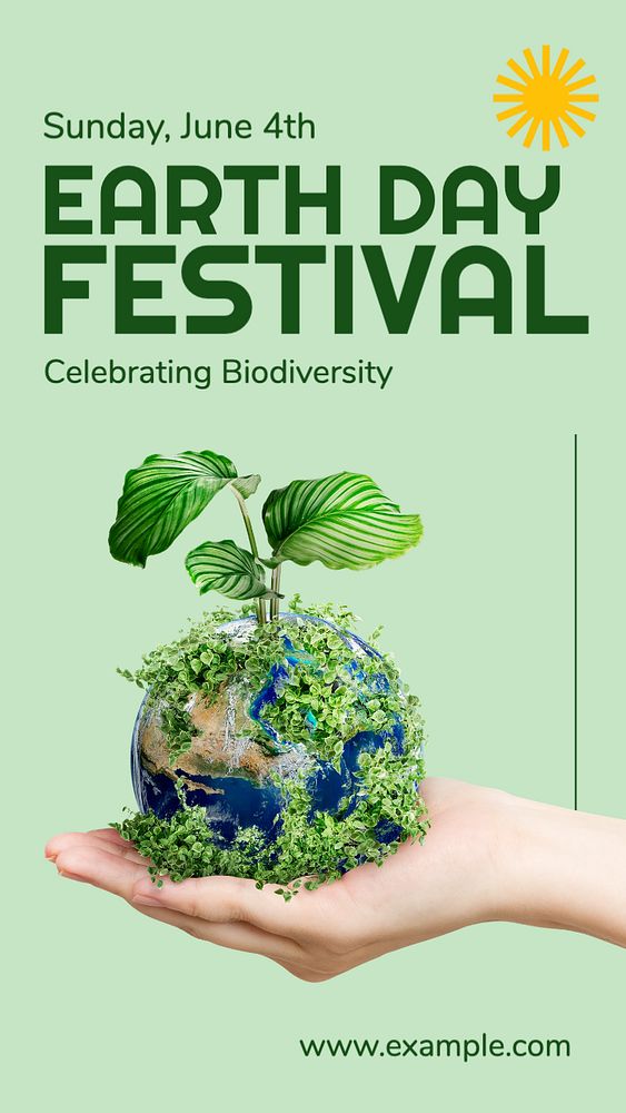 Earth day festival  Instagram story template, editable text