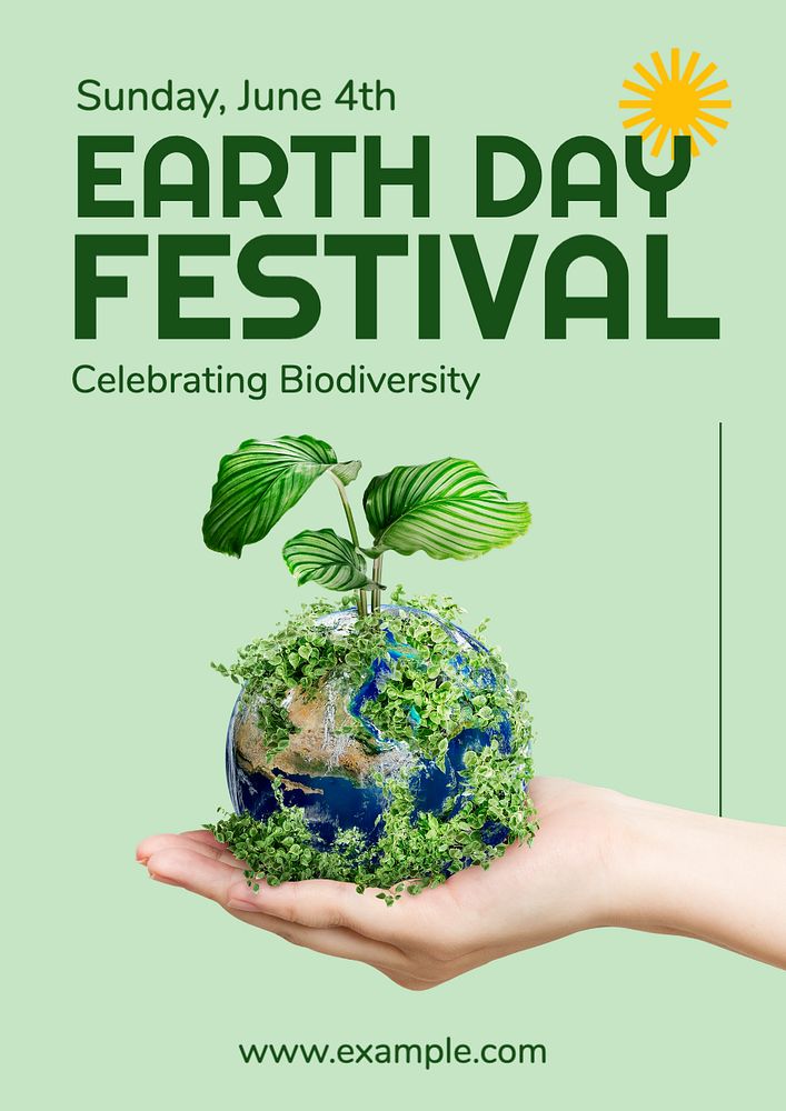 Earth day festival  poster template, editable text and design