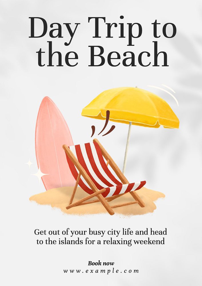 Beach trip poster template, editable text and design