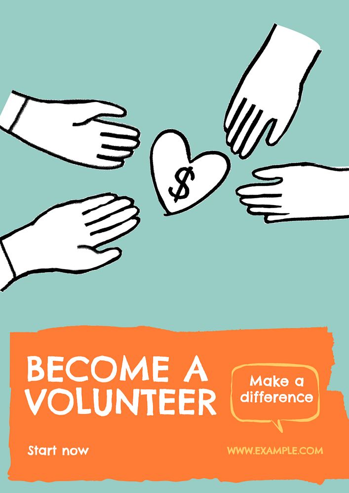 Become a volunteer  poster template, editable text and design