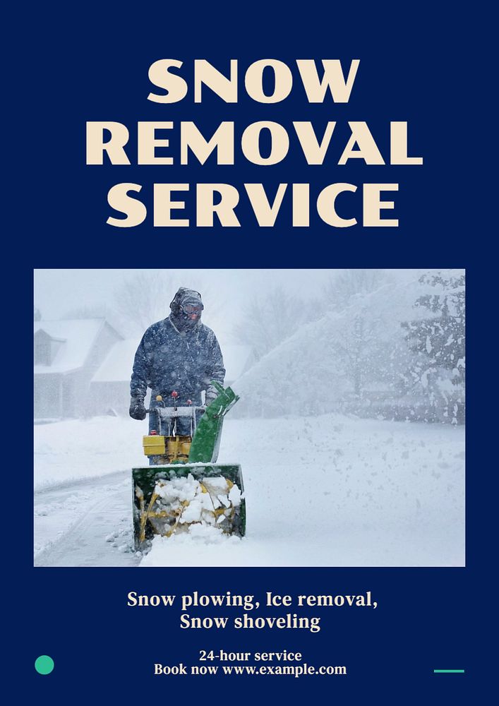 Snow removal service  poster template, editable text and design