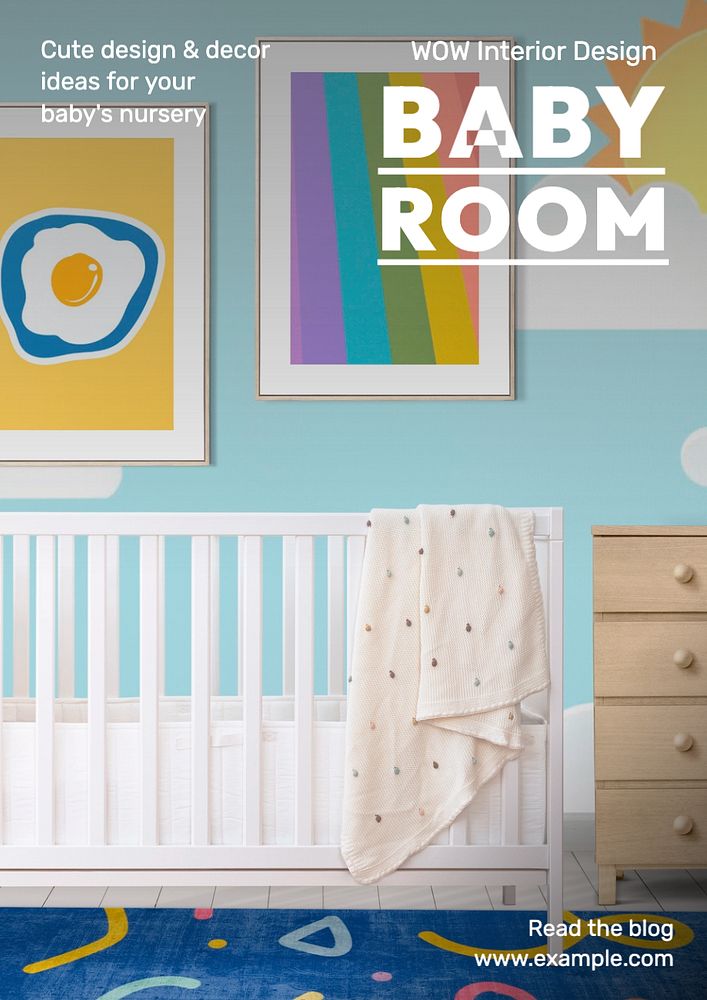 Baby room  poster template, editable text and design