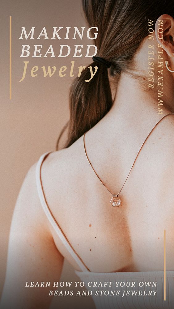 Making beads jewelry Instagram story template, editable text