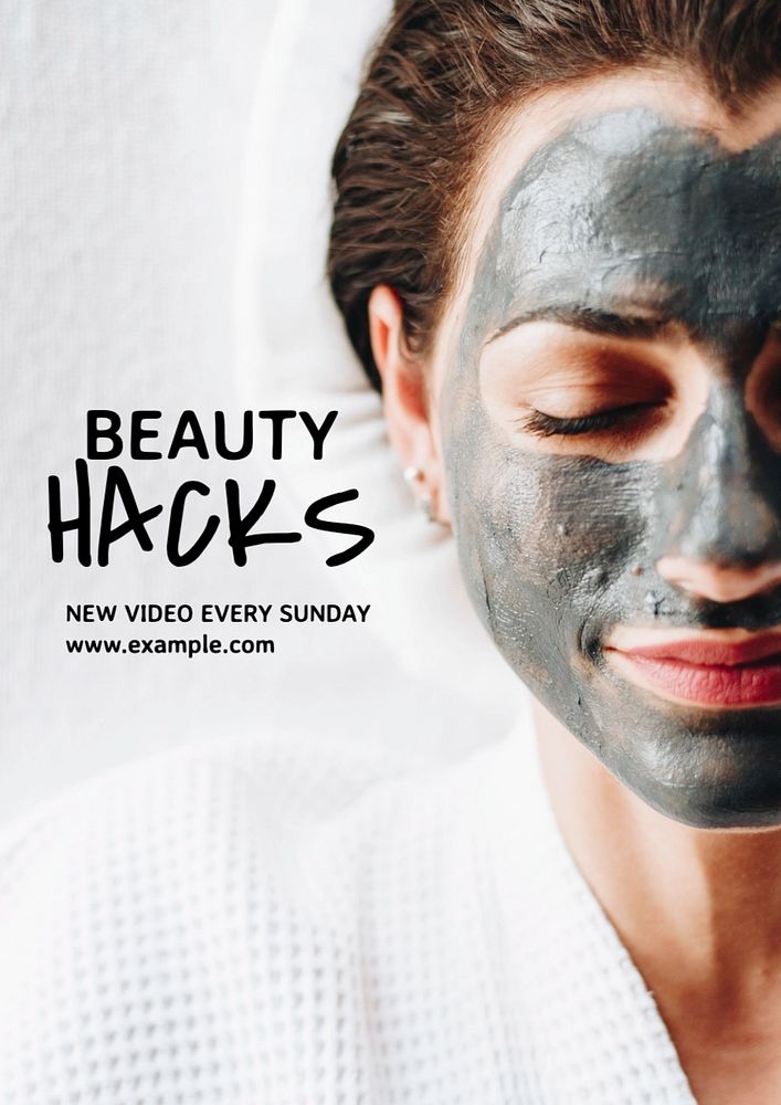 Beauty hacks  poster template, editable text and design