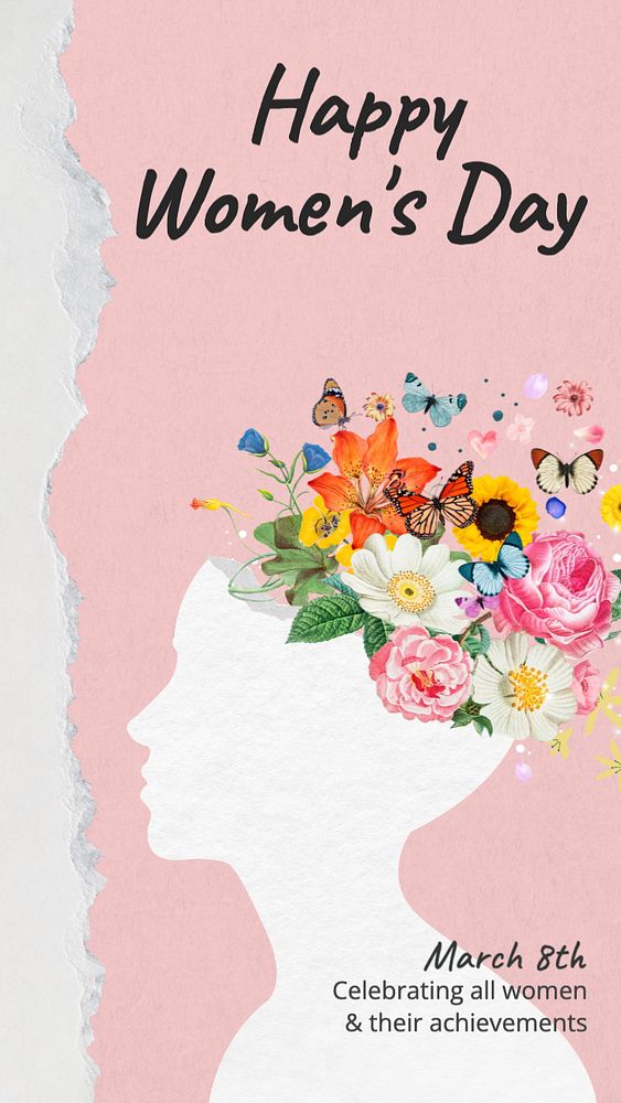 Women's day Instagram story template, editable text