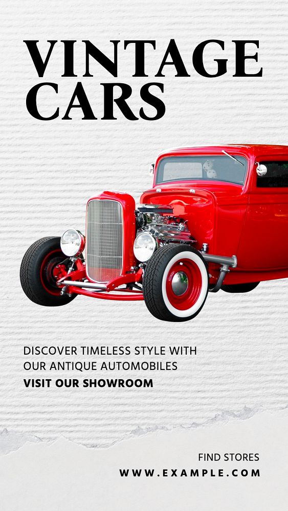 Vintage cars  Instagram story template, editable text