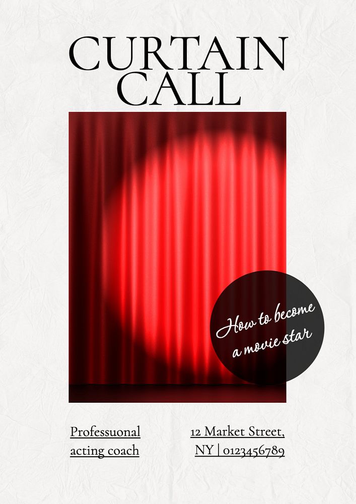 Curtain call poster template, editable text and design