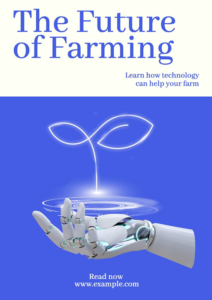 Farming technology  poster template, editable text and design