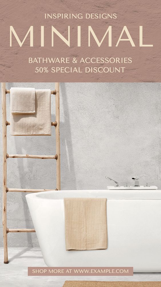 Bathroom design  Instagram story template, editable text