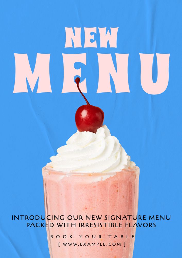 New menu poster template, editable text and design