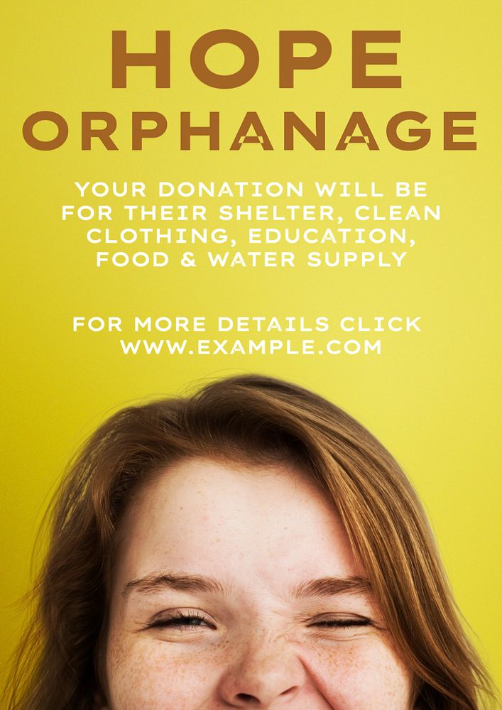 Orphanage donation poster template, editable text and design