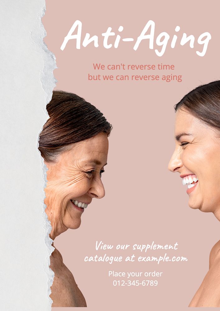 Anti aging  poster template, editable text and design