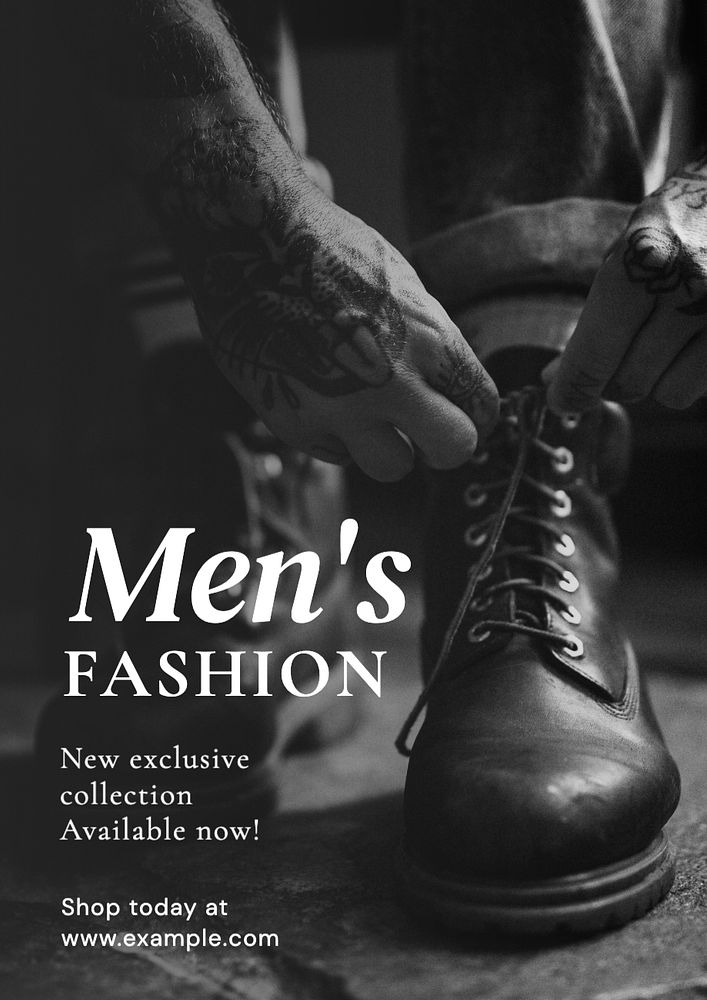 Men's fashion  poster template, editable text and design