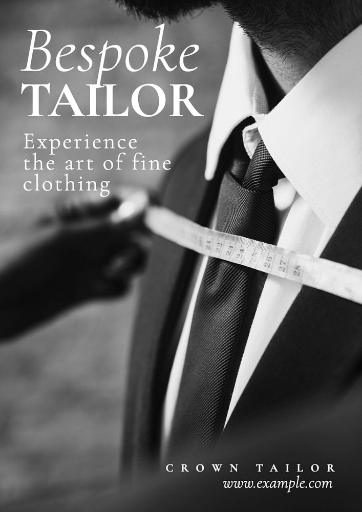 Bespoke tailor & clothing  poster template, editable text and design