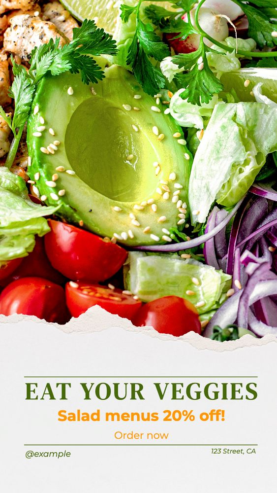 Eat your veggies Instagram story template, editable text