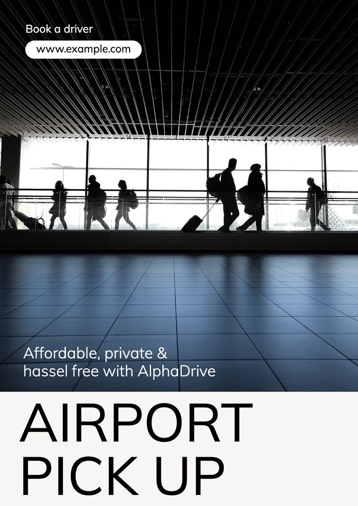 Airport pick up  poster template, editable text and design