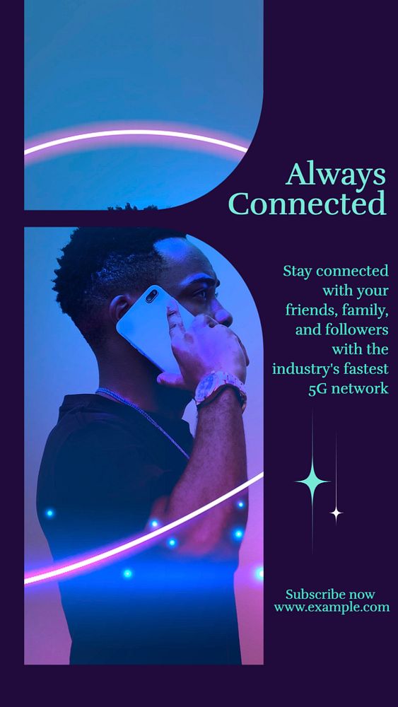 Always connected  Instagram story template, editable text