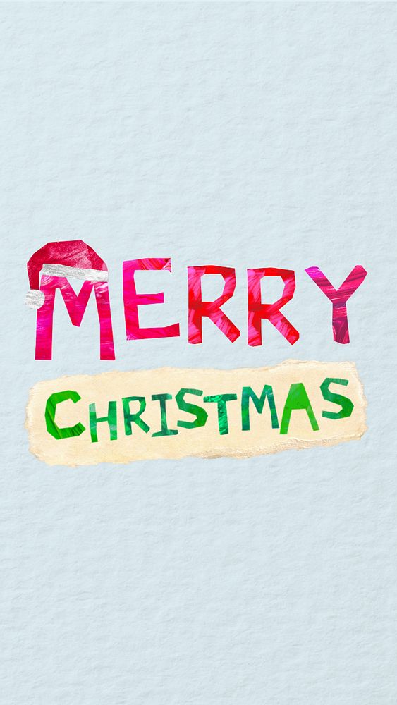 Merry Christmas greeting word, paper craft collage, editable design