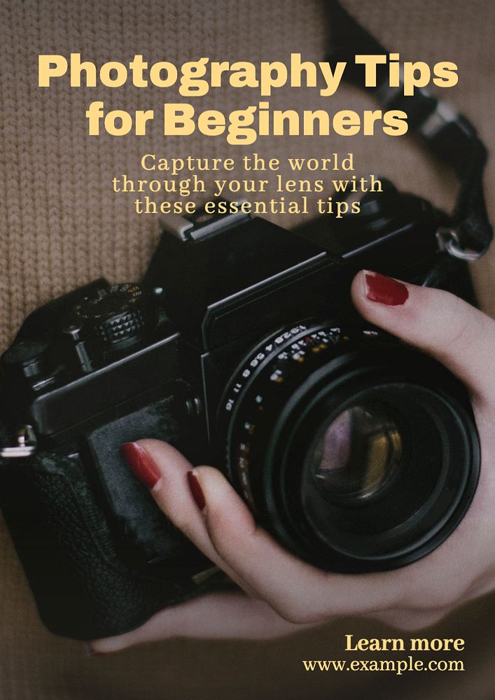 Photography tips poster template, editable text and design