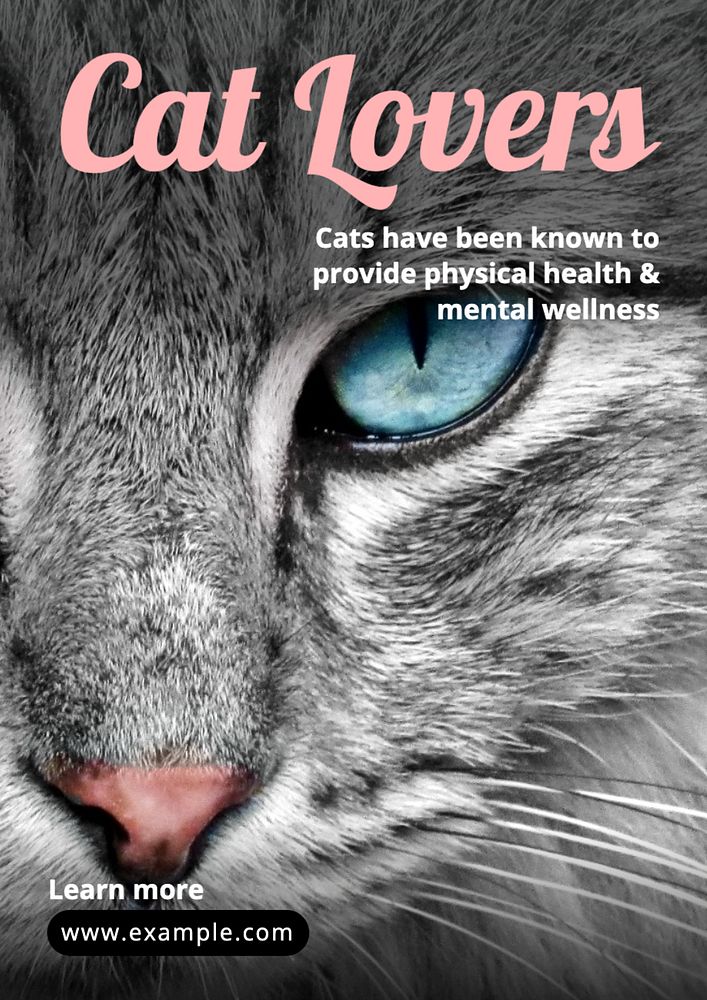 Cat lovers poster template, editable text and design