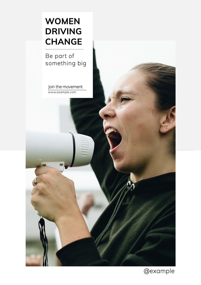 Women driving change poster template, editable text and design