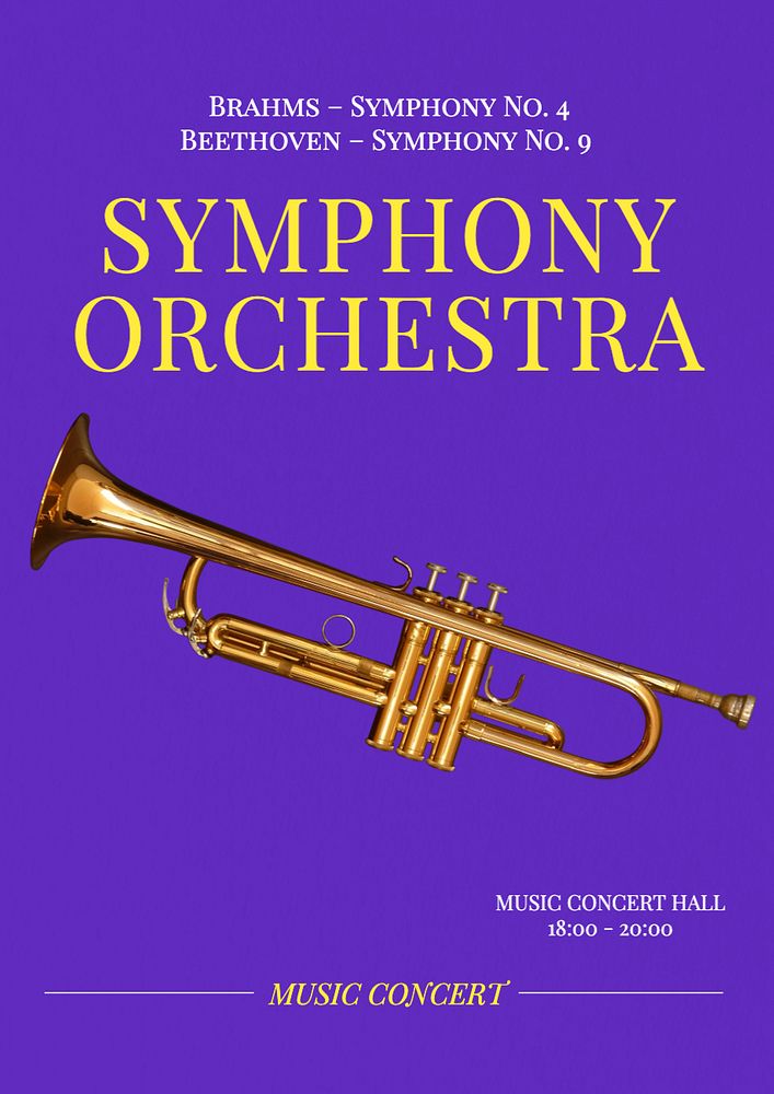 Orchestra concert  poster template, editable text and design