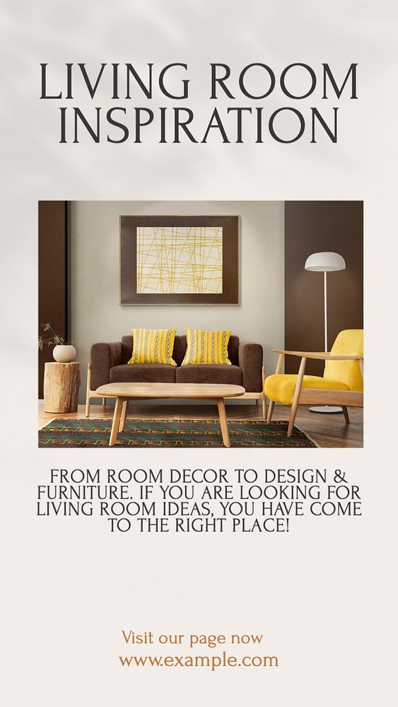 Living room inspiration  Instagram story template, editable text