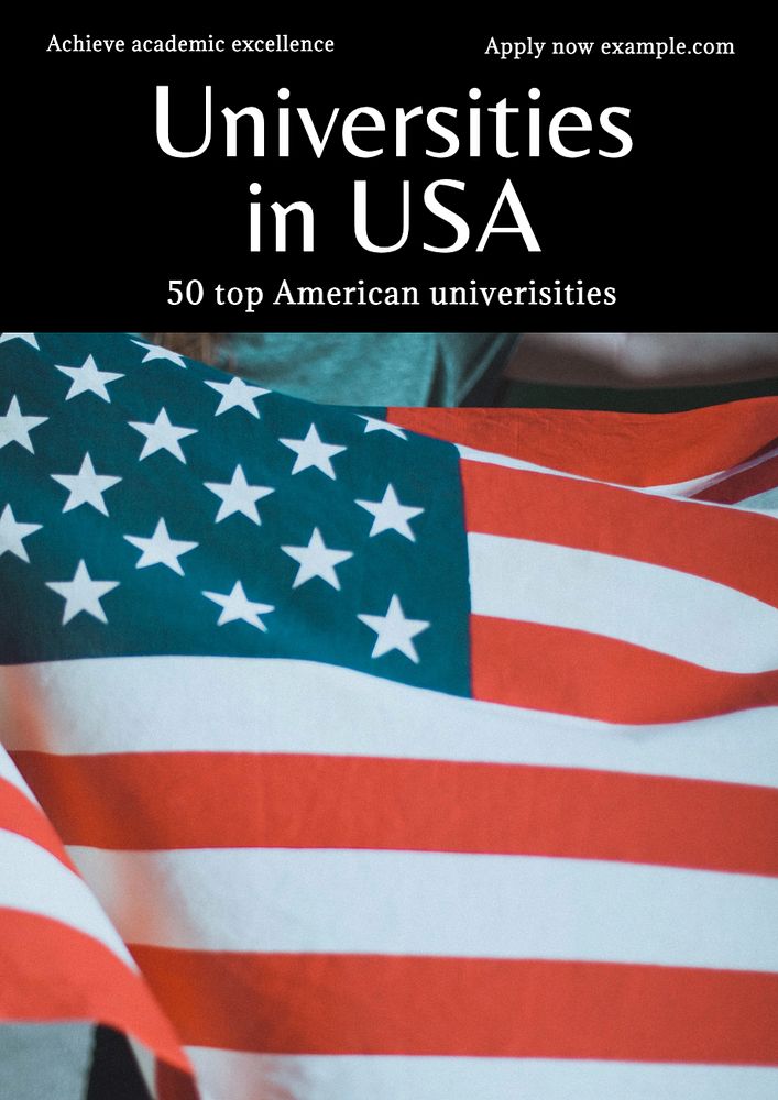 Study in USA  poster template, editable text and design