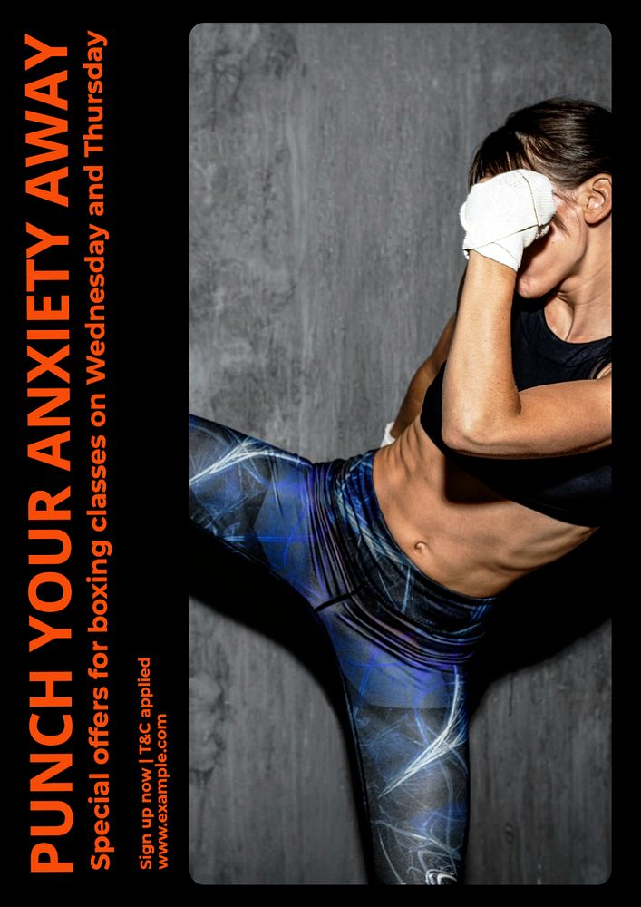 Boxing classes poster template, editable text and design