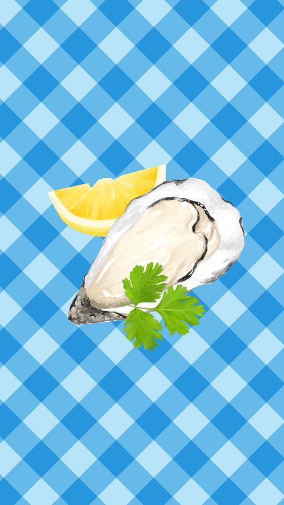 Fresh oyster iPhone wallpaper, seafood digital painting, editable design