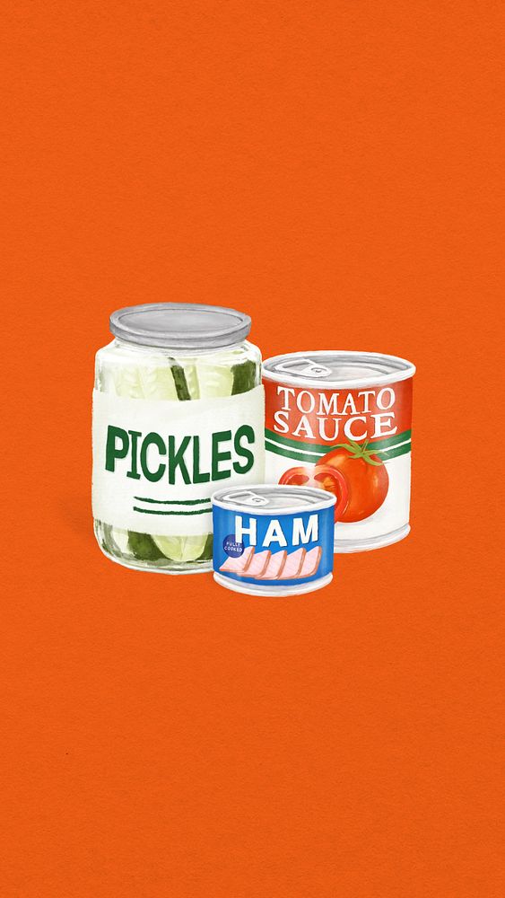 Canned food iPhone wallpaper, editable design